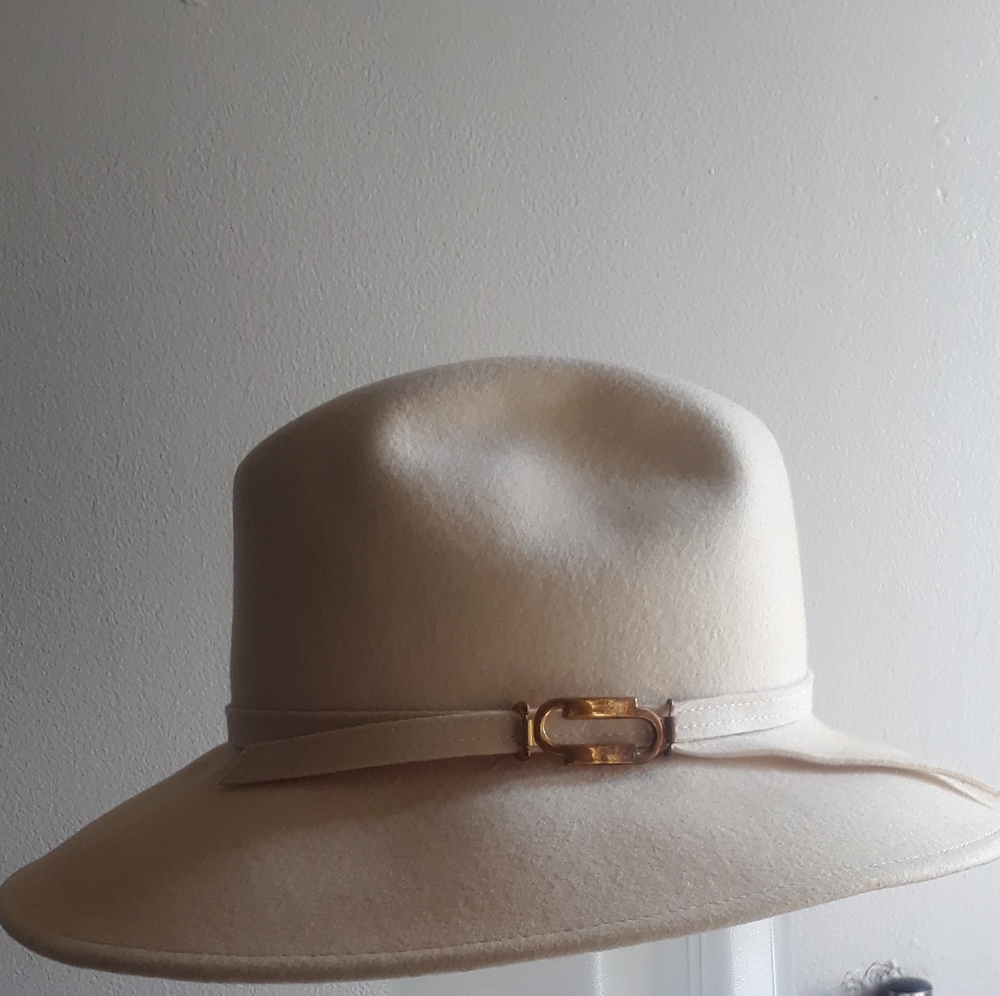 Vintage White Wool Collette Cathay California Women's Fedora Brim Hat